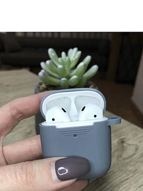 Чехол для Apple AirPods 1,2 Серый Silicone Case силіконовий чохол для Apple AirPods 1,2, фото 2