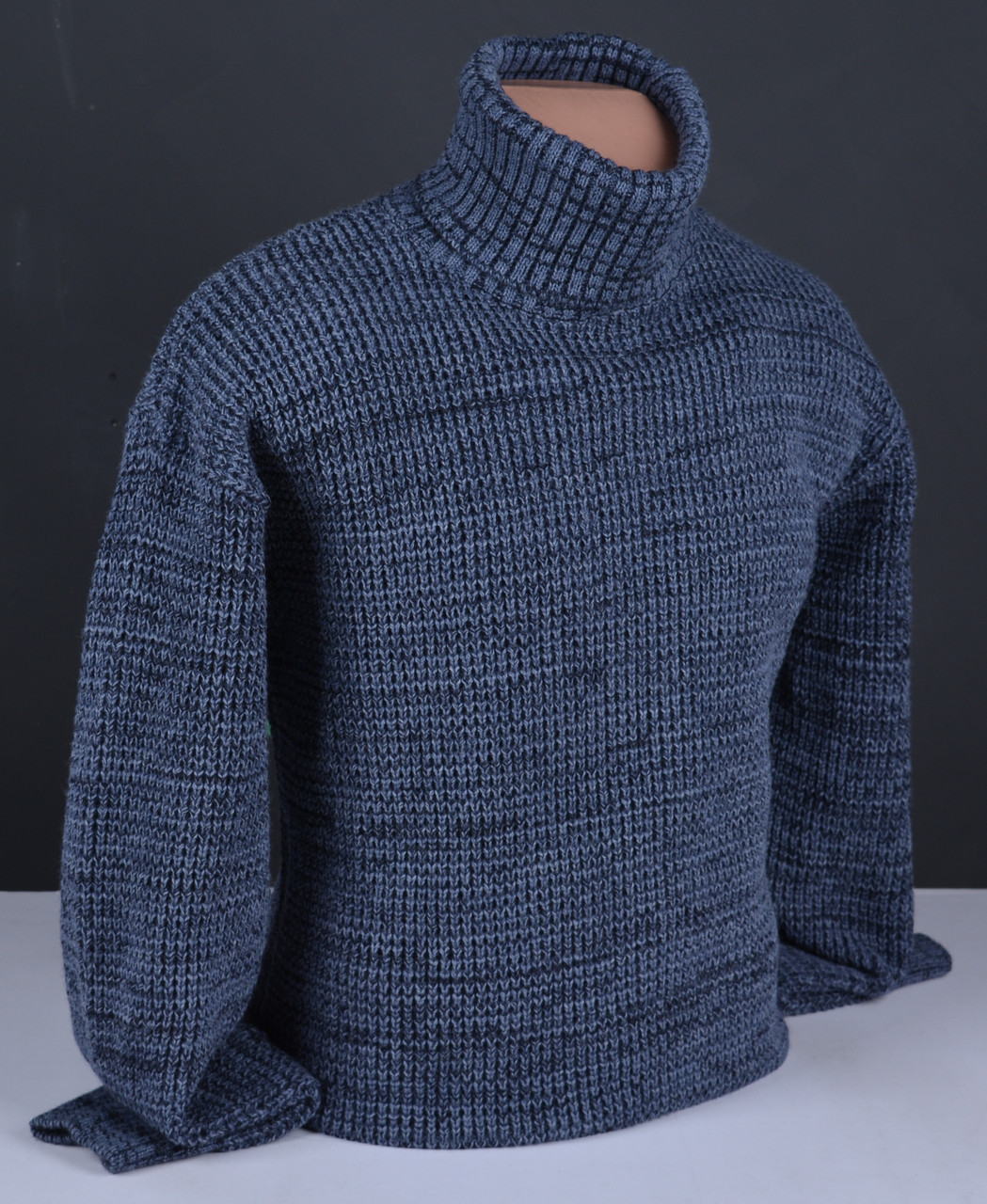 Чоловічий теплий светр під горло великого розміру синій Туреччина 7033 Б