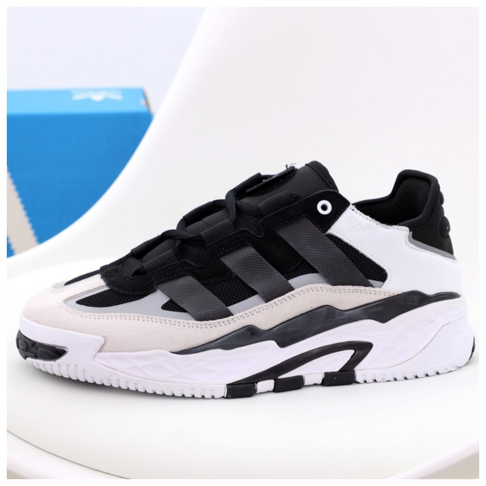 Чоловічі / жіночі кросівки Adidas Niteball Black White, чорно-білі кросівки адідас найтбол, фото 1