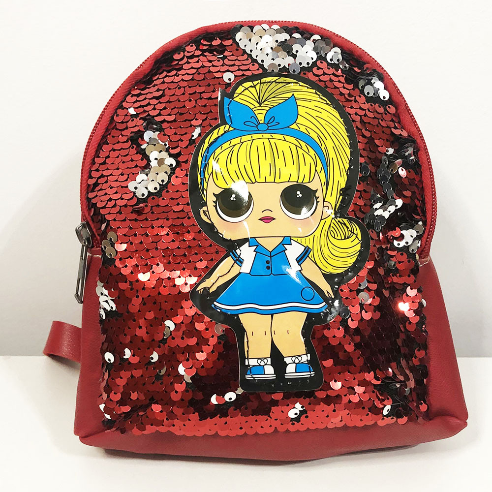 Рюкзак детский с пайетками двух цветными. KM-483 Цвет: серебряно-красный (WS) - фото 1 - id-p1549414119
