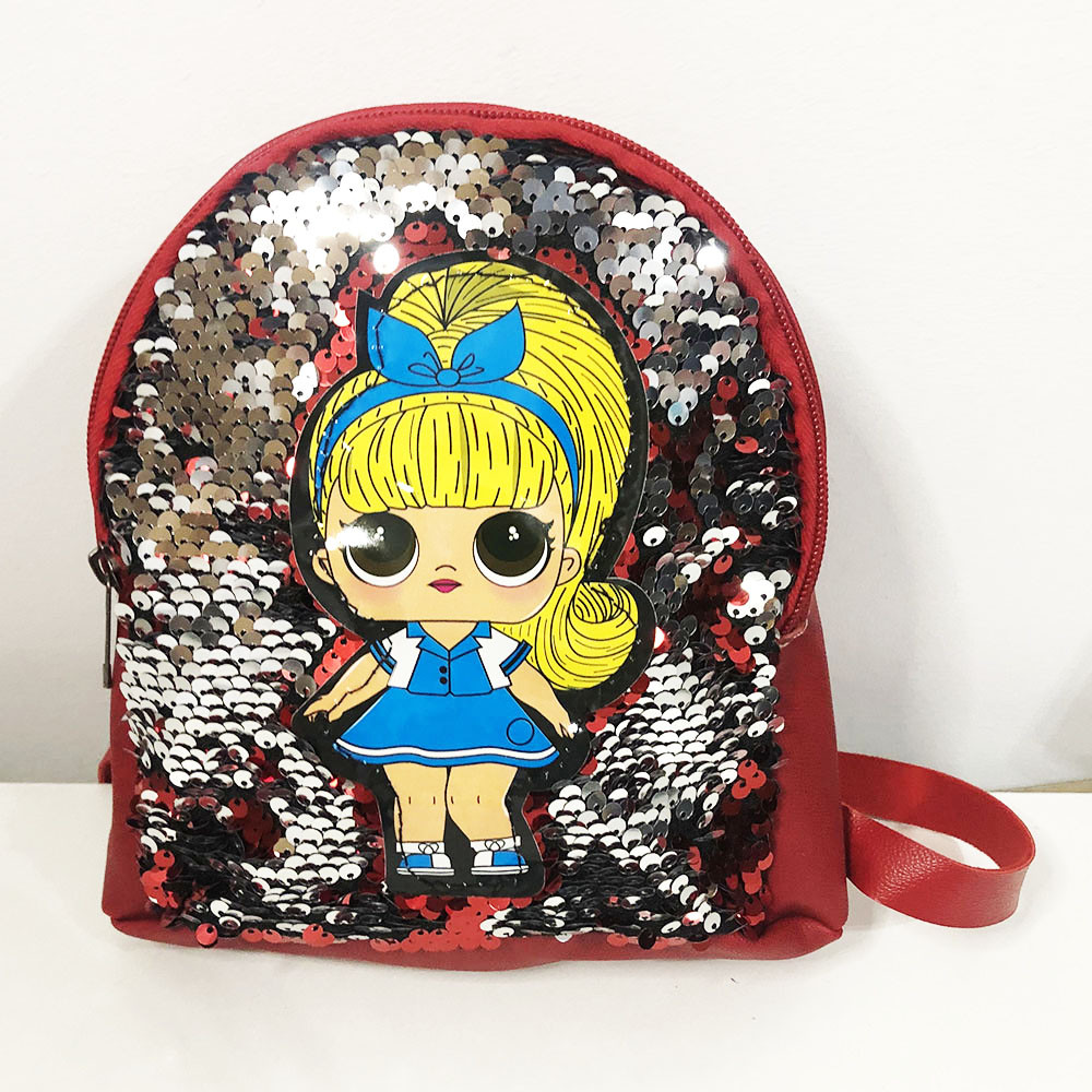 Рюкзак детский с пайетками двух цветными. KM-483 Цвет: серебряно-красный (WS) - фото 2 - id-p1549414119