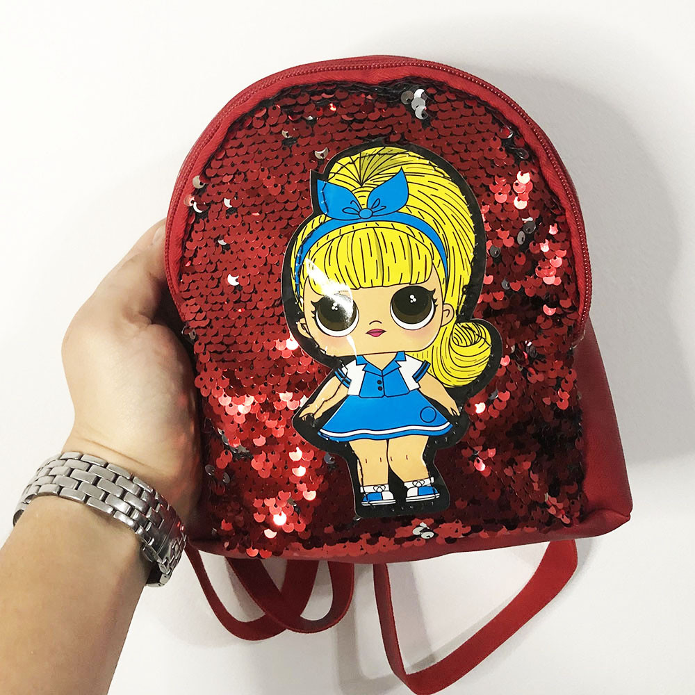 Рюкзак детский с пайетками двух цветными. KM-483 Цвет: серебряно-красный (WS) - фото 3 - id-p1549414119