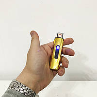 Зажигалка юсб с гравировкой золотая / Электронная сенсорная USB зажигалка / Зажигалки с зарядкой SC-670 от usb