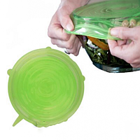 Набор силиконовых крышек для посуды 6 шт универсальные. KQ-118 Цвет: зеленый (WS)