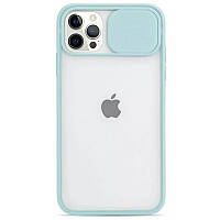 Чехол накладка CamShield для iPhone 12 Pro Max с шторкой камеры Матовый Бирюзовый