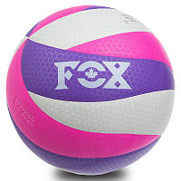 Волейбольный мяч №5 клееный FOX SD-V8005, Бело-фиолетово-малиновый: Gsport