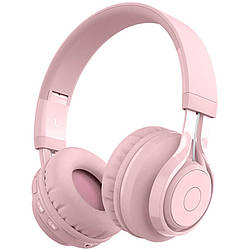 Бездротові Bluetooth навушники з підсвічуванням та мікрофоном BT06C Рожеві