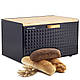 Хлібниця Kamille Чорний 35,5*21,5*19,5 см із нержавіючої сталі і бамбука KM-1119, фото 2