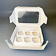 Коробка для капкейків, кексів та мафінів 6 штук Смарагд 255*180*90 з вікном, фото 3