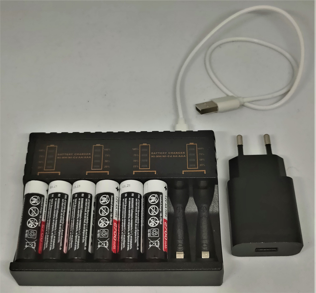 Комплект: батарейки акумулятори АА 1,5 V Ni-MH *6 шт + зарядний пристрій для одягу з підігрівом