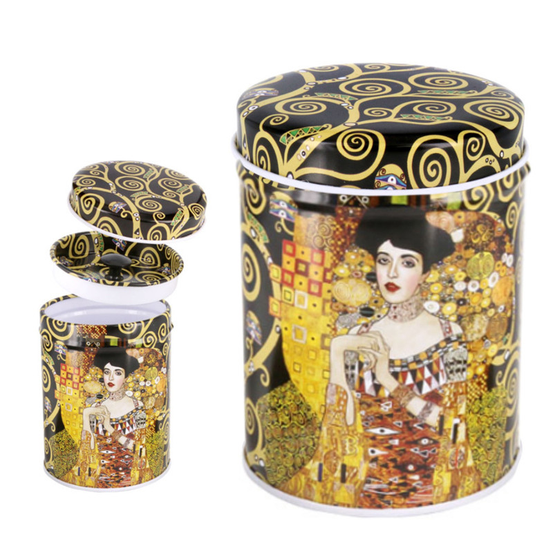 Банка для чаю Г. Клімт Поцілунок і Адель, h-9,5/d-6,5 см (007-2001), фото 1