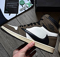 Чоловічі кросівки Nike Air Jordan 1 High Travis Scott демісезонні весна-осінь хакі 41-44р. Живо фото. Топ