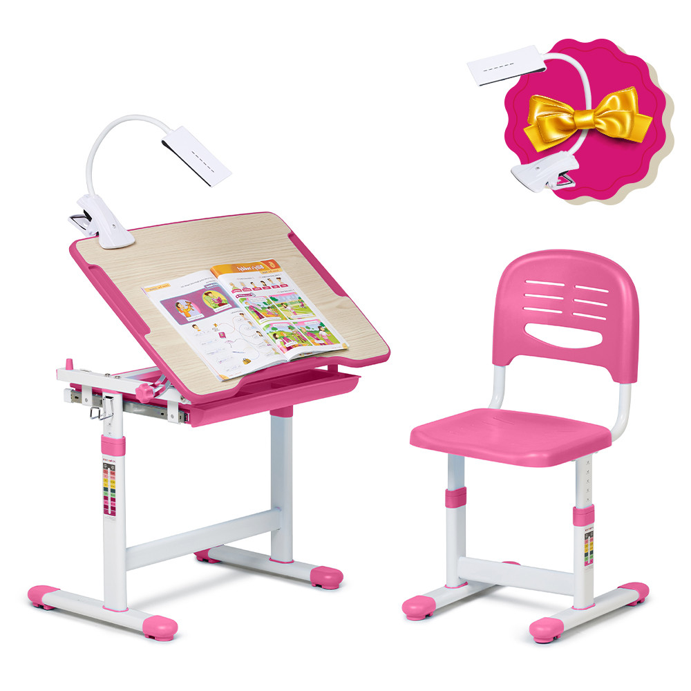 Комплект парта і стілець-трансформери FunDesk Piccolino Pink