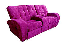 Двомісний диван з баром Вінс в екошкірі, з 2 електричними реклайнерами, червоний, фото 2