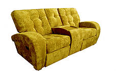 Двомісний диван із баром Вінс у тканині, з 2 механічними реклайнерами, бірюзовий, фото 3