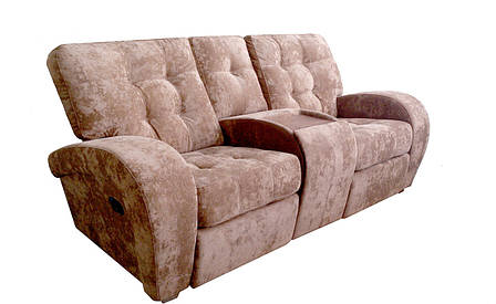Двомісний диван з баром Вінс в екошкірі, з електричним реклайнером, білий, фото 2