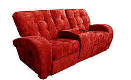Двомісний диван з баром Вінс у тканини, з 2 електричними реклайнерами, червоний