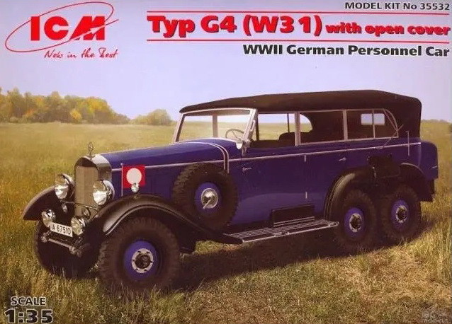 1/35 ICM 35532 німецький автомобіль Typ G4 (W31) з відкритим тентом, фото 1