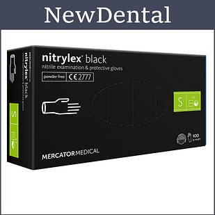 Рукавички нітрилові Nitrylex Black "S" чорні (Нитрилекс) неопудрені, рукавички нітрилові - 100 шт/уп