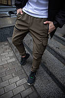 Очень теплые мужские зимние штаны Flash материал Softshell цвет темный хаки - S, M, L, XL, 2XL