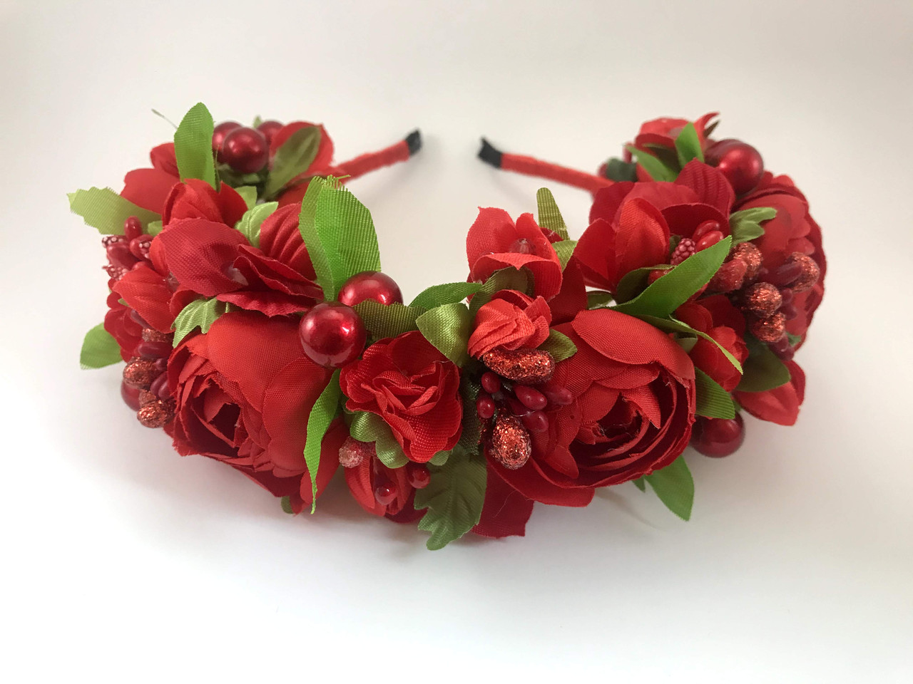 Віночок на голову Handmade з червоних півоній, фото 1