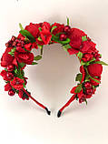 Віночок на голову Handmade з червоних півоній, фото 4