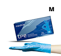 Одноразові рукавички ТПЕ, р. М 200 шт/уп, блакитні Mediok