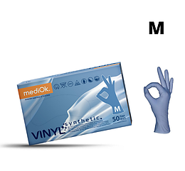 Вітріл (вініл синтетик) рукавички р.М mediOk / Блакитні 100 шт./пач.