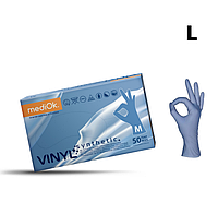 Витрил (винил синтетик) перчатки р.L mediOk / Голубые 100 шт\уп