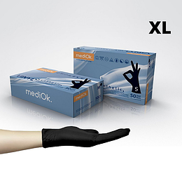 Вітріл (вініл синтетик) рукавички р.XL mediOk / Чорні 100 шт./пач.