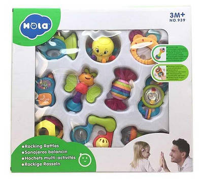 Чарівний набір брязкалець для найменших від 3 місяців Різнокольорові якісні торохтелки 10 штук