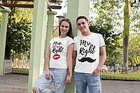 Парные футболки мужская и женская футболка MR and Mrs Right для влюблённых