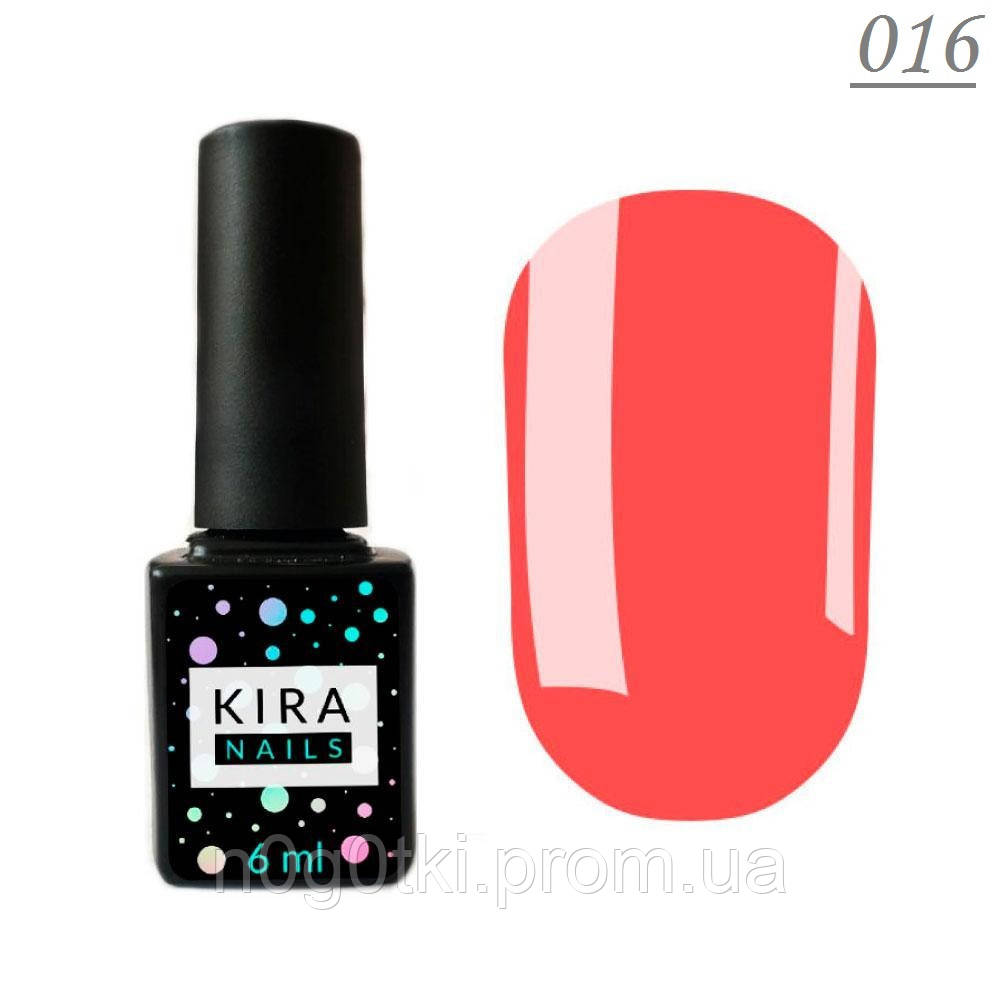 Гель-лак Kira Nails No016 — яскраво-малиновий, 6 мл