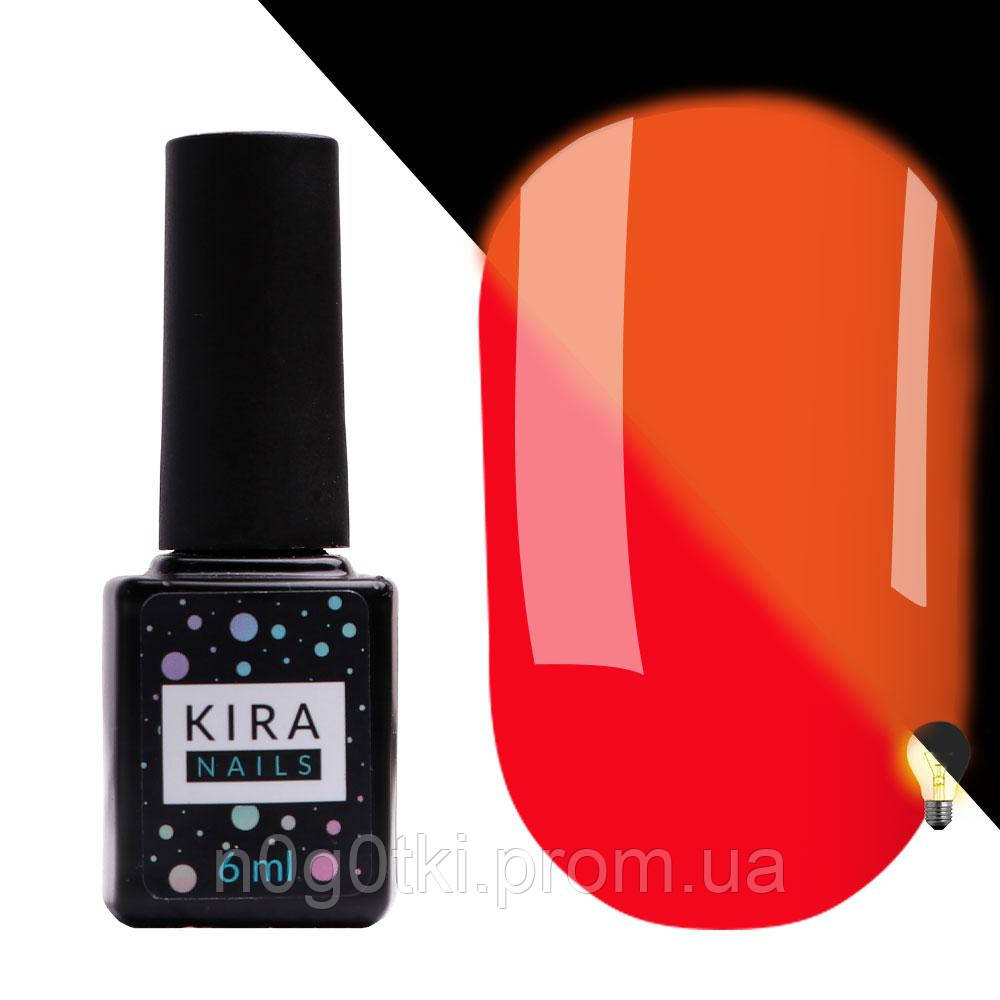 Гель-лак Kira Nails FLUO 007 (морковно-червоний, флуоресцентний), 6 мл