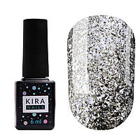 Гель-лак Kira Nails 24 Karat №001 (срібло з великою кількістю блискіток), 6 мл