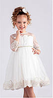 Платье для девочки на праздник белое "Золотой цветок"