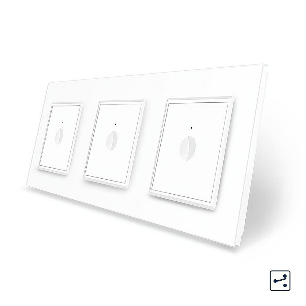 Сенсорний прохідний/перехресний вимикач Sense 3 сенсора (1-1-1) Livolo білий скло (VL-C7FC1S/FC1S/FC1S-6WP), фото 1