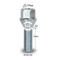 Болт колесный М12x1.25x28мм Конус Цинк Ключ 17 (ВАЗ, ГАЗ, Fiat, Citroen, Lancia) под литые диски