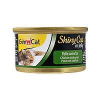 Влажный корм для кошек GimCat Shiny Cat Filet in jelly курица и трава в желе 70 г