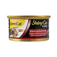 Влажный корм для кошек GimCat Shiny Cat Filet in jelly курица, креветки и солод 70 г