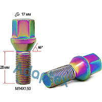 Болт колесный М14x1.5x28мм Конус Ключ 17 (Alfa Romeo, BMW, Fiat, Citroen, Saab, Peugeot, Renault, Volvo)
