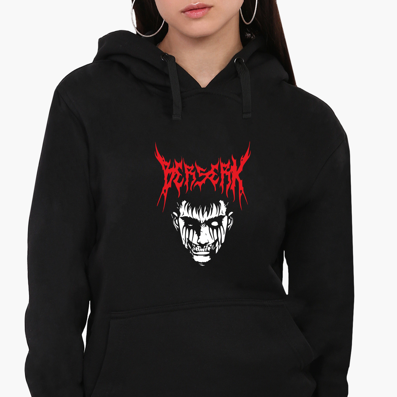 Худі жіночий Берсерк Гатс (Berserk Gats) Кенгуру  Чорний