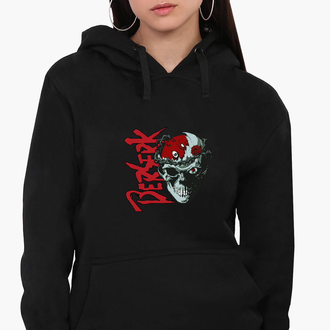 Худі жіночий Берсерк Лицар-Череп (Berserk) Кенгуру  Чорний