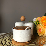 Спецівники на бамбуковій підставці: сільничка, перечниця + банка для спецій фарфоровий посуд Naturel, фото 2