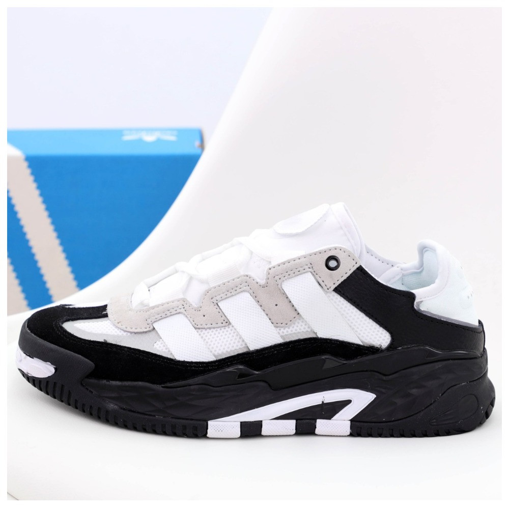 Чоловічі кросівки Adidas Niteball Black White, чорно-білі кросівки адідас найтбол, фото 1