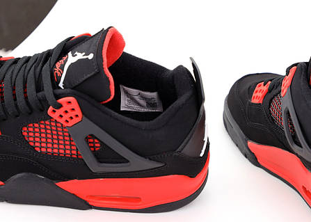 Мужские кроссовки Nike Air Jordan 4 Retro Black Red, черные