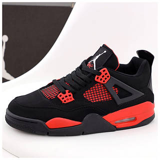 Мужские кроссовки Nike Air Jordan 4 Retro Black Red, черные