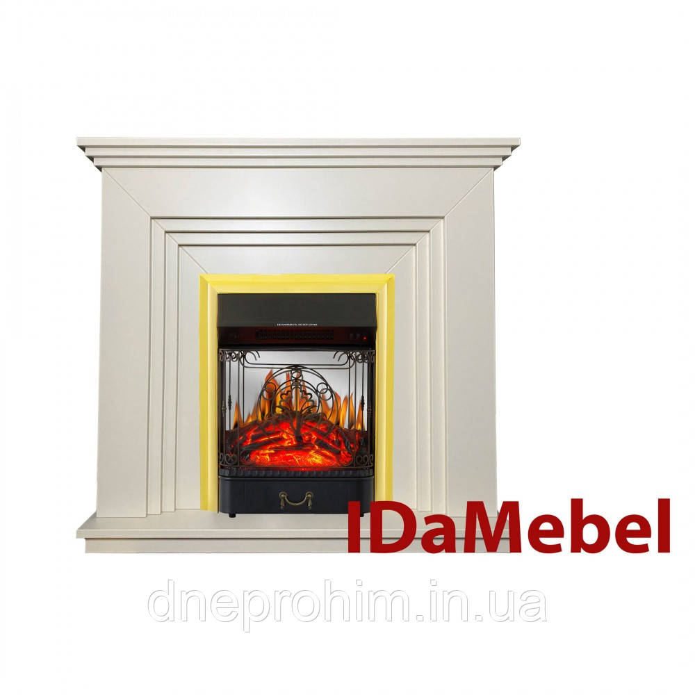 Камінокомплект IDaMebel Gloria Білий Majestic Brass
