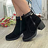 Черевики жіночі об'єднані на невисоких підборах, колір чорний, фото 3
