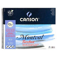 Блок бумаги для акварели на спирали Canson Montval Torchon Bloc 270 гр, 41х32см, 12 листов